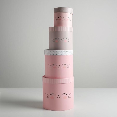 A set of boxes of thin cardboard 4 in 1, gift packaging, "muzzle", 12 x 12 - 20 x 20 cm-3