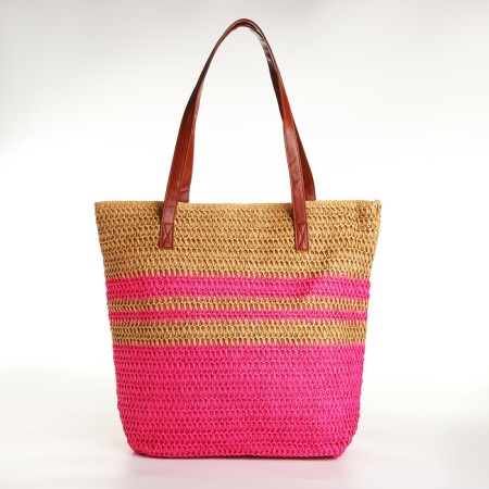 Bag beach on lightning, beige color/raspberry-2