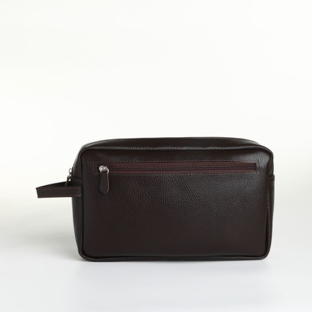 Lightning cosmetic bag, Textura, 2 external pockets, brown color-1