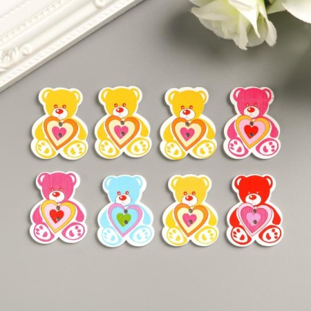A set of buttons of decorative wood "Bear" (set of 8 pcs) 3x4 cm-2