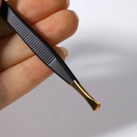 Pinzet begged, narrow, 8.5 cm, black/golden color-6