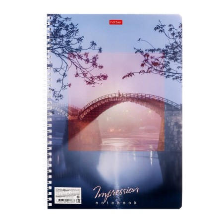 A4 notebook, 80 sheets in a cage on the crest Impressions, cover coated cardboard, selective varnish, hard substrate, mix-7