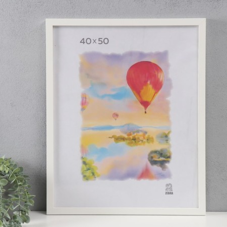 MDF photo frame (200) 40x50 cm, white color (plastic screen)-1