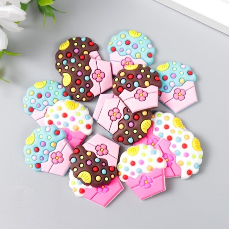 Decor for creativity rubber "Cupcakes with sprinkling" set of 15 pcs MIX 3x3 cm-1