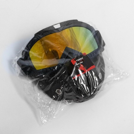 Mask glasses for motor vehicles, collapsible, golden chrome glass, black-8