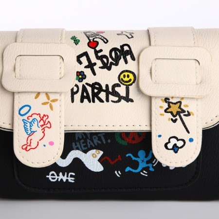 Bag Women's Messoriner, black color with white 18.5*13*8 cm-5
