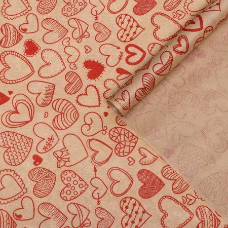 Paper packaging craft "Figure hearts", red, 40 g/m², 0.72 x 10 m