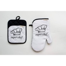 Kitchen CHEF: take, mittens, towel 38x63 cm, black color black