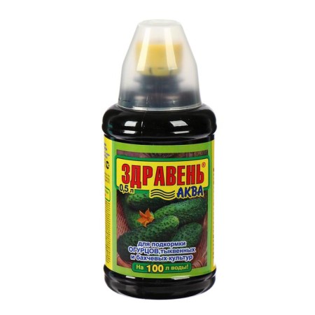 Fertilizer Zdraven-Acwa for cucumbers with a measured glass of 0.5 l-1