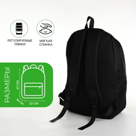 Youth backpack with a zipper, 4 pockets, black/green color-1