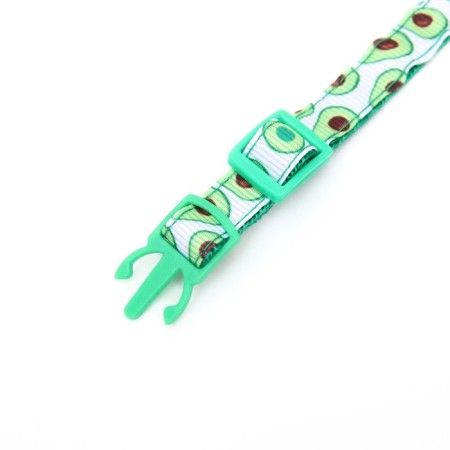 Textile collar "avocado" with a bell and pendant, 19-32 x 1 cm-4
