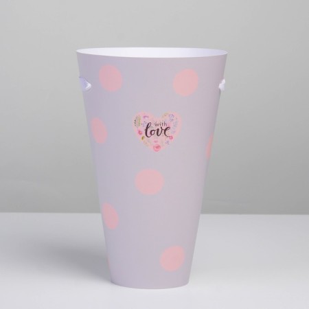 Carriage for flowers round on the belts "With Love", 15 × 23.3 × 7.5 cm, Ø 15 cm-2