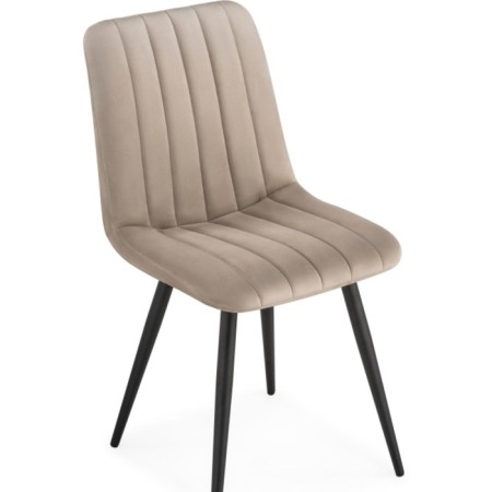 Stool on a metal frame Dani metal/velor, black/beige 43x48x85 cm-4