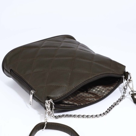 Janelli Cross-Boda Bag on a zipper, outer pocket, khaki color-6