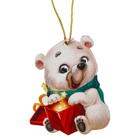 New Year's wooden pendant "New Year! Polar bear"-4