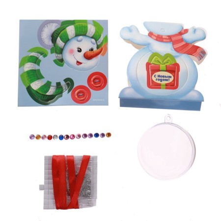 New Year's set for creativity. The Christmas ball "New Year! Snowman "with 3D applique-2