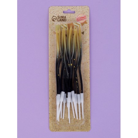 Candles for the Cake "Serpentine", 12 pcs, gradient gold and black-4
