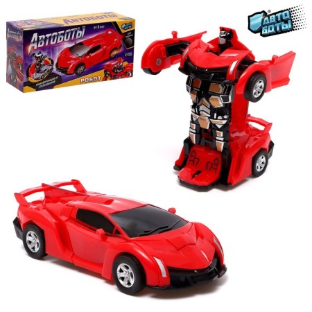 Inertial “sports car” robot, transforms in a collision, mixing color