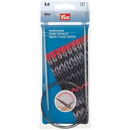 Circular knitting needles, brass 80 cm/ 3.0 mm