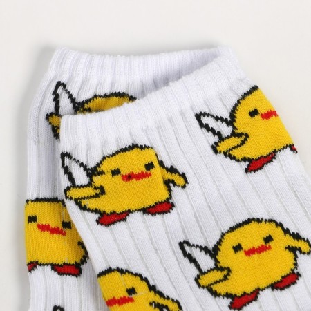 Socks "Chickens", white color, size 25 (39-41)-2