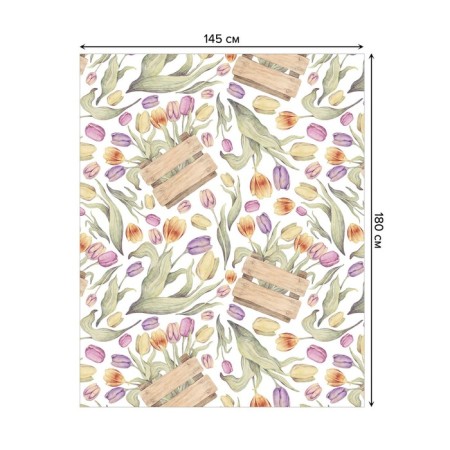 Gablip on the table "Tulips as a gift", rectangular, Saten, size 145x180 cm-1