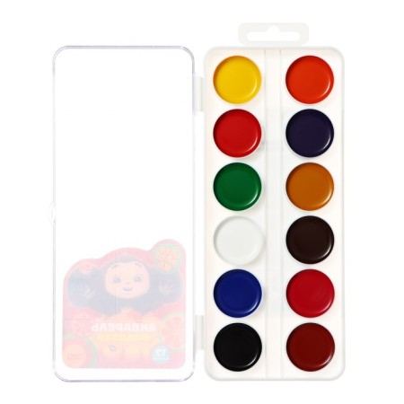 Watercolor 12 colors of multi-bullets "Cheburashka", honey, without brush, plastic, euro suspension-2