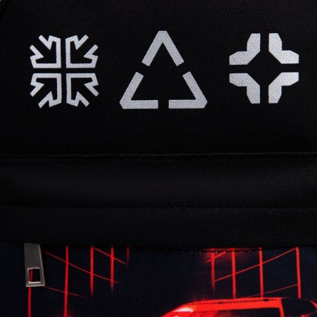 School textile backpack with pocket "Machine", a reflector. Elements, 27x23 x 10 cm-2