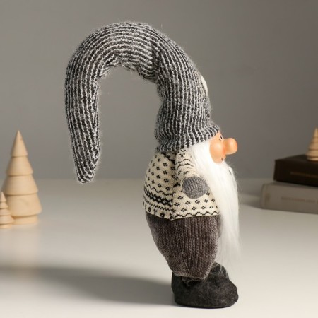 Interior doll "Santa Claus in a long gray cap with a heart" 48 cm-1