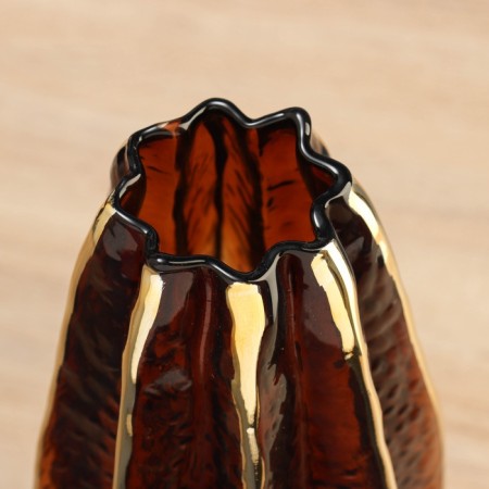 VAZA Glass "Mariel" D-6 cm, h-29.5x13.5 cm, brown-1