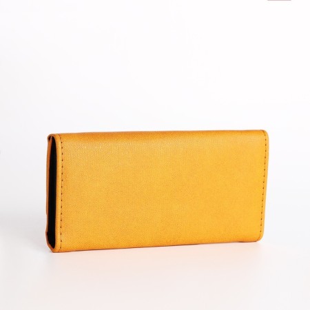 Women's wallet on the button, yellow color-1