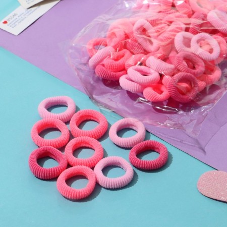 Hair elastic band "Mahrushka" (set 72 pcs) 1.5 cm, pink shades