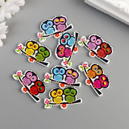 A set of buttons of decorative wood "loud on a branch" (set 8 pcs) 2x3.5 cm-1