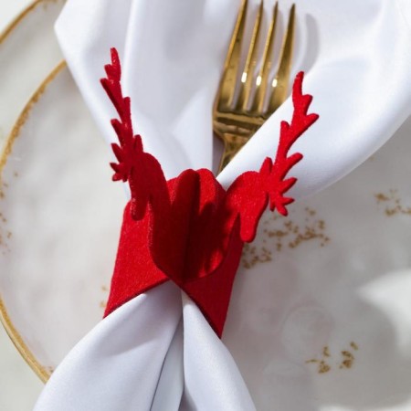 A set of decorative rings for napkins "New Year's deer" 4 pcs, d = 5 cm, 100% p/e, felt-2