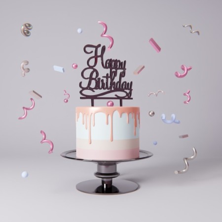 Topper for the cake "Happy Birthday", 12 × 12 cm, black color-4