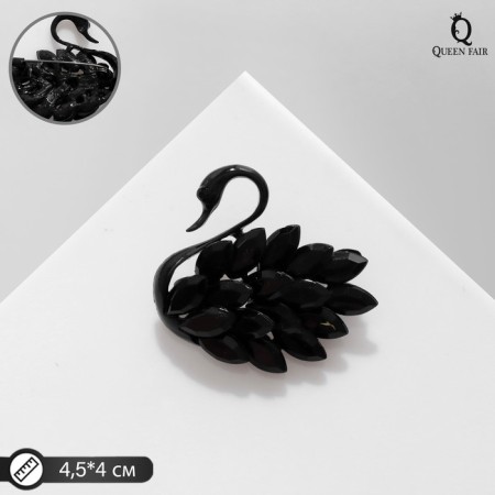 Brooch "Bird" Swan, black color in ferrous metal