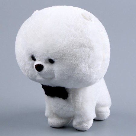 Soft toy "Dog" with a butterfly, 22 cm, white color-3