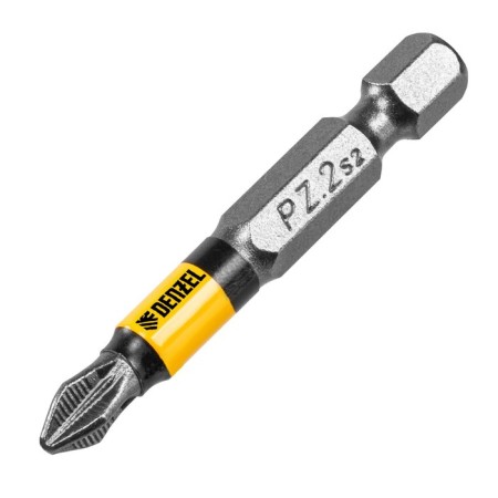 Denzel 11680 bit set, round profile, tear -off packaging, PZ2 x 50 mm, steel S2, 10 pcs.