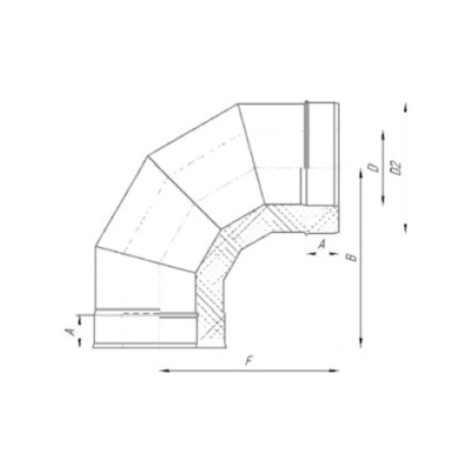 Sandwich-reference 90 °, D 200 × 280 mm, stainless steel, 0.5 mm/0.5 mm-1