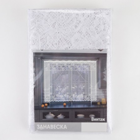 Tulle to the kitchen without curtain tape, 200x165 cm, white color, 100% polyester-4