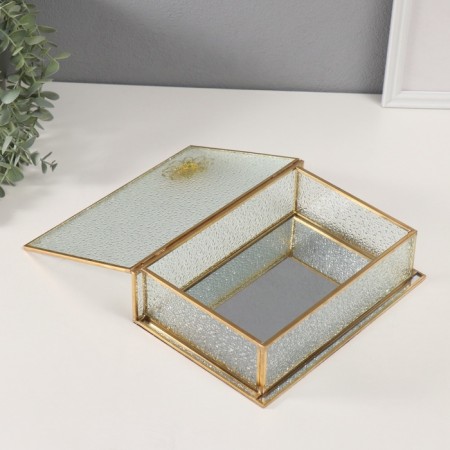 Casket glass with a metal frame "Lotus" Transparent ripples 16x24x7 cm-1