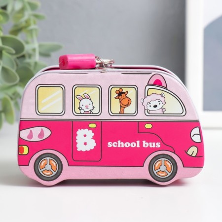 Piggy bank Metal with a lock "Beasts on the bus" MIX 11x5.5x6.7 cm-5