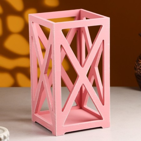 Kashpo wooden 14 × 14 × 26 cm "Lantern High-tech Provence", pink coral