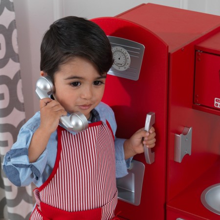 Toy kitchen made of wood "vintage", red color-9