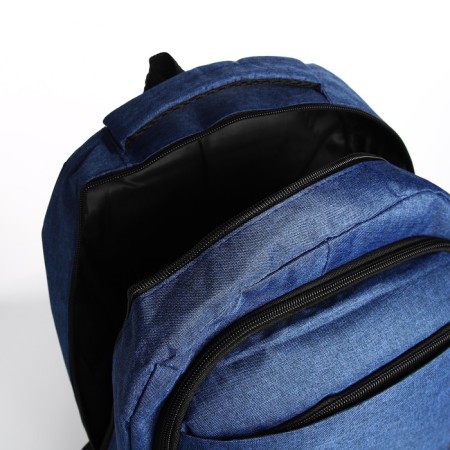 Youth backpack with a zipper, 4 pockets, blue color-5