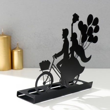 Summary Metal for 3 candles "Romantic bicycle trip" Black 16.8x18.5x6 cm-2