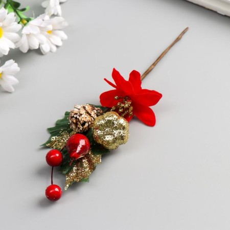 Decor for creativity "Red flower, strawberries and cones" 18 cm-1