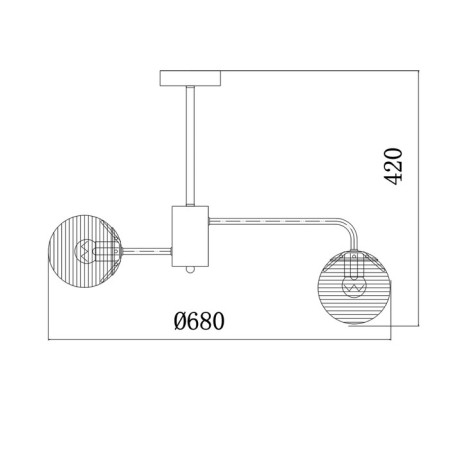 Lamp on the ESCADA rod, 646/6P. 6x60W, e27, 680x680x420 mm, black color-3