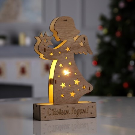 LED figure "Angel" 12 × 20.5 × 5 cm, wood, batteries LR41x3, glow warm white