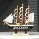 Souvenir Small Small “Three -Mature”, black sides with a white strip, white sails, 20 × 5 × 19 cm