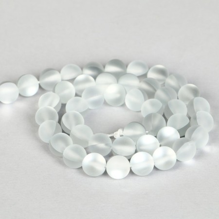 Busins ​​made of natural stone "Cat Eye", set 46 pcs., Size 1 pc. -8 mm, matte gray-white-2
